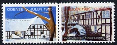 Cinderella - Denmark (Odense) 1985 Christmas se-tenant set of 2 perf labels produced by Odense Men's Club