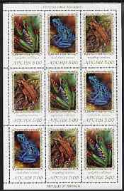 Abkhazia 2000 Frogs & Toads #1 perf sheetlet of 9 containing 3 se-tenant strips of 3 U/M