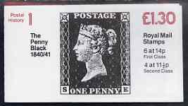 Booklet - GB Great Britain 1981-85 Postal History series #01 (Penny Black) £1.30 booklet complete with selvedge at left SG FL1A