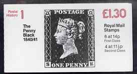 Booklet - GB Great Britain 1981-85 Postal History series #01 (Penny Black) £1.30 booklet complete with selvedge at right SG FL1B
