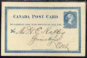 Canada 1877 1c p/stat card used to Ontario with statement of account from the Toronto News
