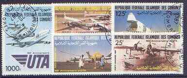 Comoro Islands 1985 50th Anniversary - Aircraft perf set of 5 cto used, SG 587-91*