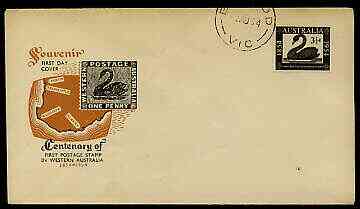 Australia 1954 Western Australia Stamp Centenary on illustrated cover with first day cancel