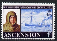 Ascension 1972 Shackleton & Quest 1p (instead of 4p) 'Maryland' perf 'unused' forgery, as SG 160