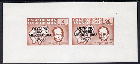 Calf of Man 1968 Olympic Games Mexico overprinted on Churchill imperf m/sheet (8 & 96m brown) unmounted mint, (Rosen CA128MS)