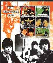 Congo 2004 The Beatles (1965) large perf sheet containing 6 values, unmounted mint