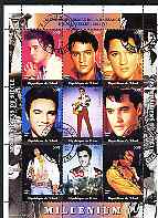 Chad 2000 Millennium - Elvis Presley perf sheetlet containing 9 values, cto used