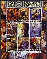 Congo 2002 X-Men perf sheetlet containing 9 values cto used