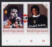 British Virgin Islands 1985 Michael Jackson 55c the unissued imperf se-tennt pair opt'd CAPEX '87 unmounted mint