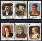 Ajman 1972 Portrait Paintings by Albrecht Durer perf set of 6 cto used, Mi A1431-32