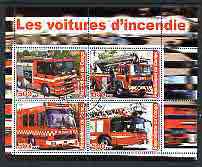 Congo 2003 Fire Engines #1 perf sheetlet containing 4 values cto used