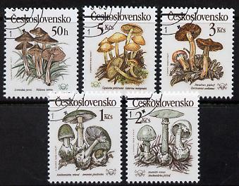 Czechoslovakia 1989 Poisonous Fungi perf set of 5 fine cds used, SG 2992-96, Mi 3017-21*