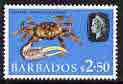Barbados 1965 Fiddler Crab $2.50 (wmk block CA) unmounted mint, SG 335*