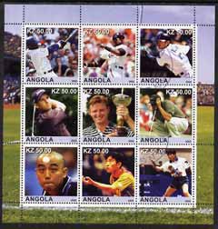 Angola 2002 Sports (Baseball, Golf & Table Tennis) perf sheetlet containing 9 values fine cto used