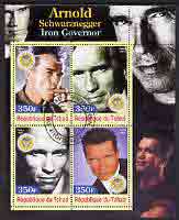 Chad 2003 Arnold Schwarznegger - Iron Governor perf sheetlet containing 4 values fine cto used