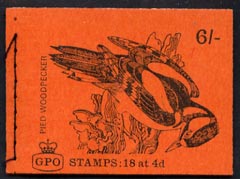 GB Booklet -1968-70 Birds - Pied Woodpecker (red cover Oct 1968) 6s booklet complete and fine, SG QP42