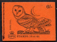 GB Booklet - Great Britain 1968-70 Birds - Barn Owl (red cover Jan 1969) 6s booklet complete and fine, SG QP45