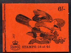 GB Booklet -1968-70 Birds - Jay (red cover Mar 1969) 6s booklet complete and fine, SG QP47