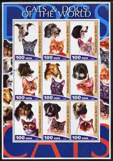 Benin 2003 Cats & Dogs of the World perf sheetlet containing set of 9 values unmounted mint