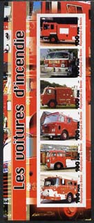 Benin 2003 Fire Engines #2 imperf sheetlet containing 6 values unmounted mint