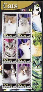 Benin 2003 Domestic Cats #02 perf sheetlet containing 6 values unmounted mint