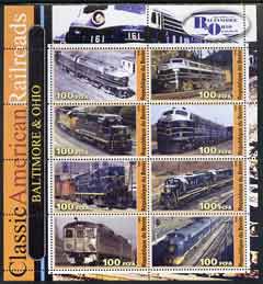 Benin 2003 Classic American Railroads #07 - Baltimore & Ohio, perf sheetlet containing set of 8 values unmounted mint