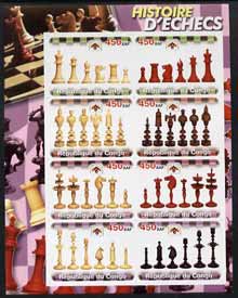 Congo 2003 History of Chess (Chess Pieces) #1 imperf sheetlet containing set of 8 values unmounted mint