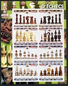 Congo 2003 History of Chess (Chess Pieces) #5 imperf sheetlet containing set of 8 values unmounted mint