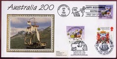 Australia, GB Great Britain & USA 1988 Benham silk cover for Australia 200 triple franked each with special cancellations