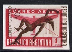 Argentine Republic 1940 Air 50c brown & 1p carmine printed together in imperf working proof