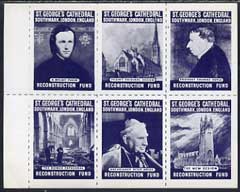 Cinderella - Great Britain 1958 imperf sheetlet for Reconstruction fund of St George's Cathedral, Southwark, destroyed in 1941, showing 6 images in blue unmounted mint
