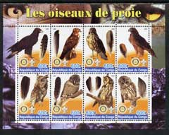 Congo 2004 Birds of Prey perf sheetlet containing 8 values (each with Rotary & Scout Logos) unmounted mint