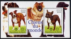 Benin 2002 World of Dogs perf m/sheet containing 2 values each with Scout Logo, unmounted mint