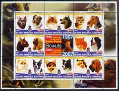 Antigua - Redonda 2005 Scout Anniversaries - Cats & Dogs #01 perf sheetlet containing set of 8 values plus label unmounted mint