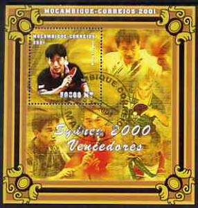 Mozambique 2001 Sydney Olympics perf s/sheet #3 showing Kong Linghui (Table Tennis) cto used