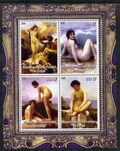 Congo 2005 Nude Paintings by Bougureau perf sheetlet containing 4 values unmounted mint