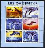 Congo 2003 Dolphins perf sheetlet #02 (horiz stamps) containing 6 values each with Rotary Logo, unmounted mint