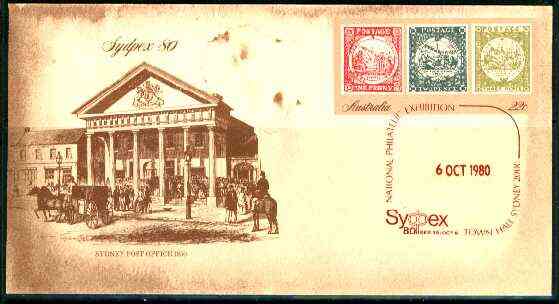 Australia 1980 Sydpex 80 Stamp Exhibition 22c postal stationery envelope with illustrated last day Sydpex cancellation (6 Oct 1980)