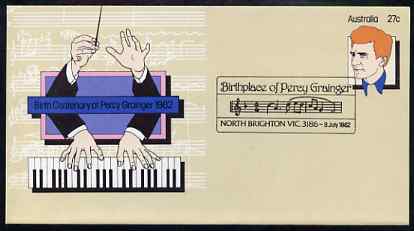 Australia 1982 Birth Centenary of Percy Grainger 27c postal stationery envelope with Special 'Birthplace' cancellation