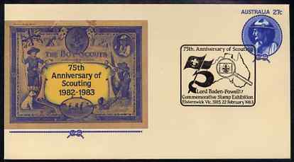 Australia 1982 75th Anniversary of Scouting 27c postal stationery envelope with special 'Baden Powell Stamp Exhibition',cancellation