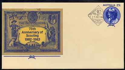 Australia 1982 75th Anniversary of Scouting 27c postal stationery envelope with special 'Redbank Scout Jamboree',cancellation