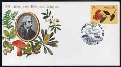 Australia 1981 International Botanical Congress 24c postal stationery envelope with special illustrated Boonah 'Tractor' first day cancellation