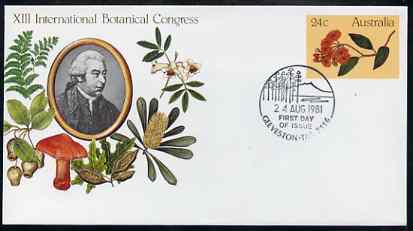 Australia 1981 International Botanical Congress 24c postal stationery envelope with special illustrated Geeveston first day cancellation