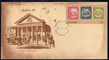 Australia 1980 Sydpex 80 Stamp Exhibition 22c postal stationery envelope with first day cancellation