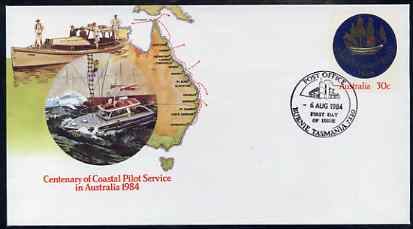 Australia 1984 Centenary of Coastal Pilot Service 30c postal stationery envelope with first day cancellation