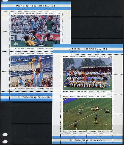 Argentine Republic 1986 World Cup Football Championships set of 16 (2 sheetlets of 8) SG 2006-21, Mi 1825-40 unmounted mint
