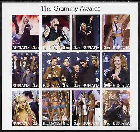 Buriatia Republic 2001 The Grammy Awards imperf sheetlet containing 12 values unmounted mint