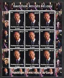 Congo 2000 The Belgian Royal Family - King Baudouin perf sheetlet containing 9 values (1 cf) unmounted mint