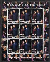 Congo 2000 The Belgian Royal Family - King Baudouin & Queen Fabiola perf sheetlet containing 9 values unmounted mint