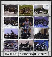 Dagestan Republic 2000 Harley-Davidson Motorcycles perf sheetlet containing 12 values unmounted mint